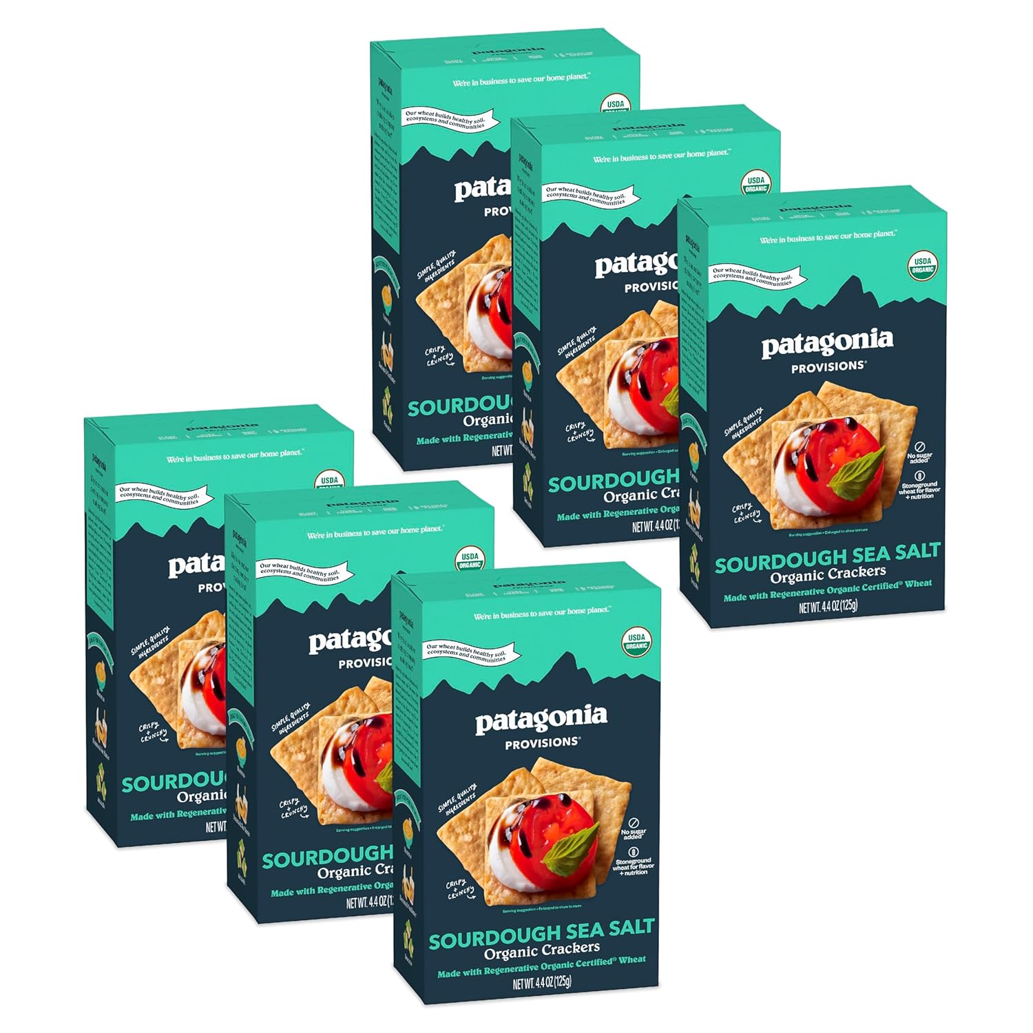 Patagonia Provisions Organic Sourdough Sea Salt Crackers 6 Pack