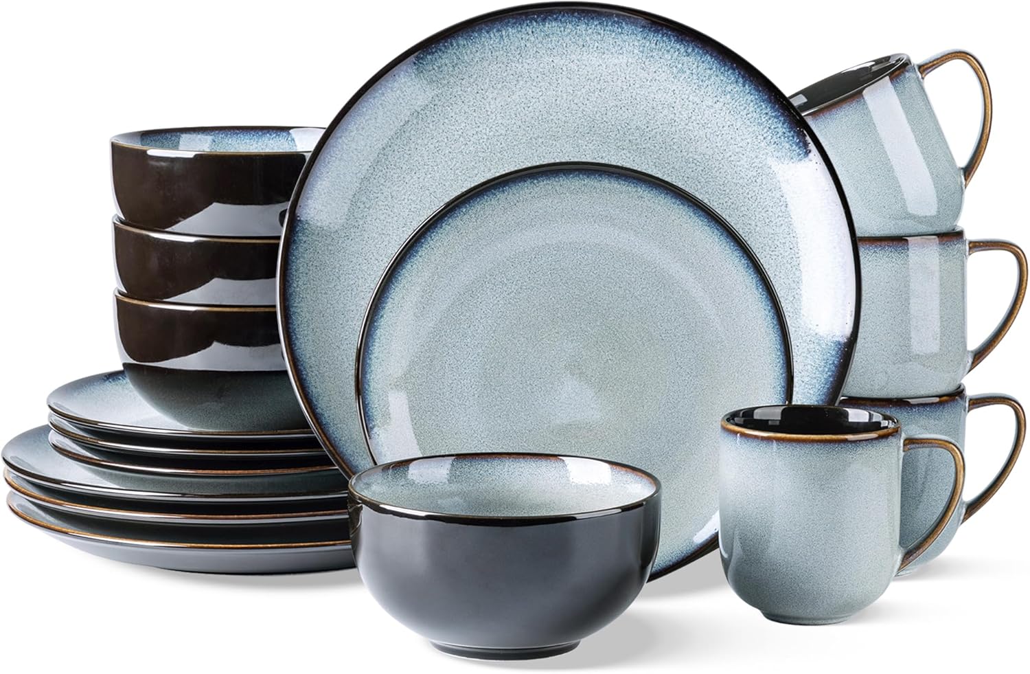 LERATIO Ceramic Dinnerware Sets for 4, Elegant 16-Piece Set