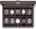 Vlando 10-Slots Watch Case for Men - Lockable Leather Display Box