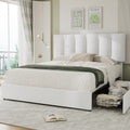 Full Size Bed Frame with 4 Storage Drawers - Quiet Velvet Platform