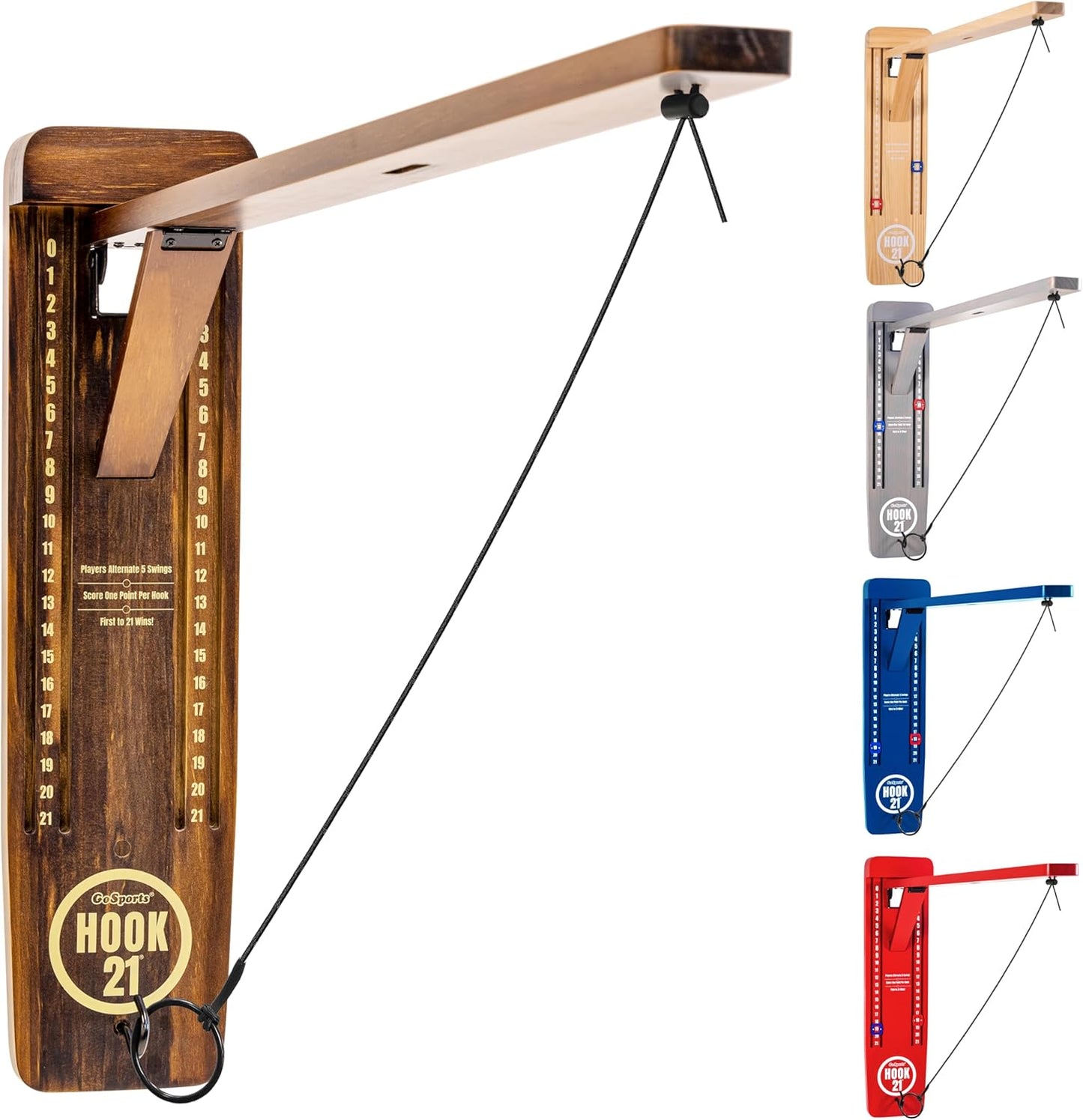 GoSports Hook 21 Wall Mount Ring Swing Game for All Ages Fun