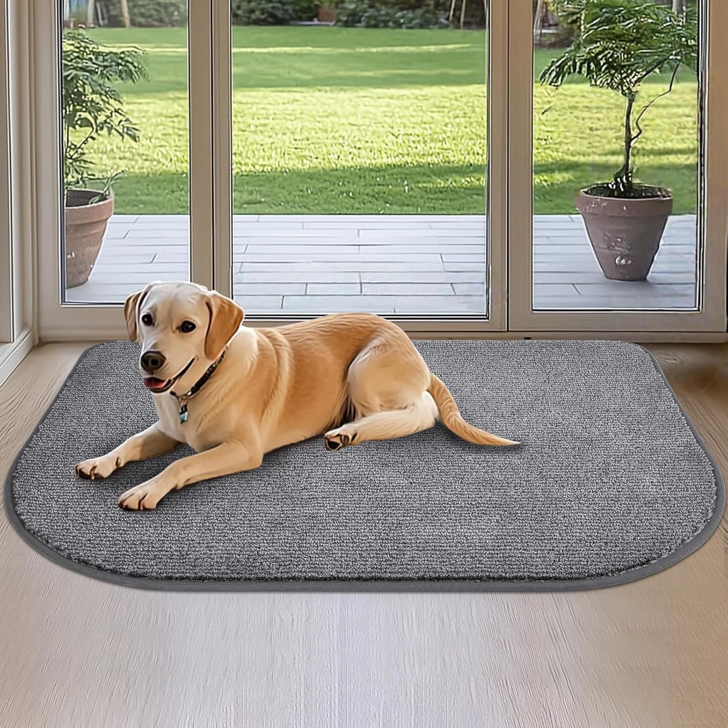 Dirt Trapper Dog Door Mat 32in x 47in, Washable Non Slip Rug