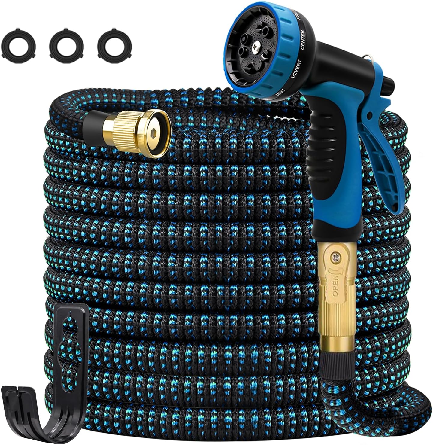 2024 Upgrade 100FT Expandable Garden Hose with Heavy Duty Nozzle