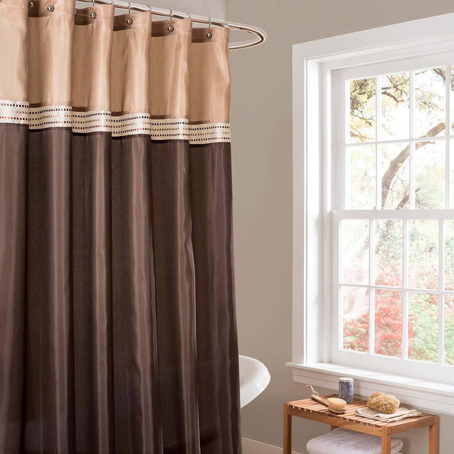 Chic Terra Color Block Shower Curtain - Brown & Beige