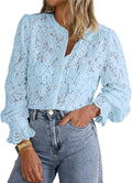 Women's Lace Blouse Button Up Long Sleeve - Dressy Casual Top