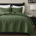 palassio Olive Green 100% Cotton King Quilt Set - Lightweight Comfort