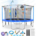 Upgraded 10FT Trampoline with Light, Sprinkler and Basketball Hoop