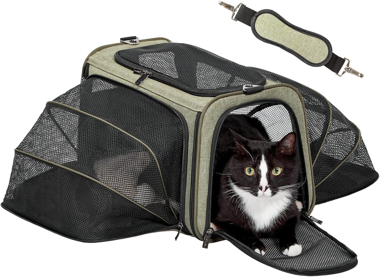 Petsfit Expandable Cat Dog Carrier for Travel, Airline Approved