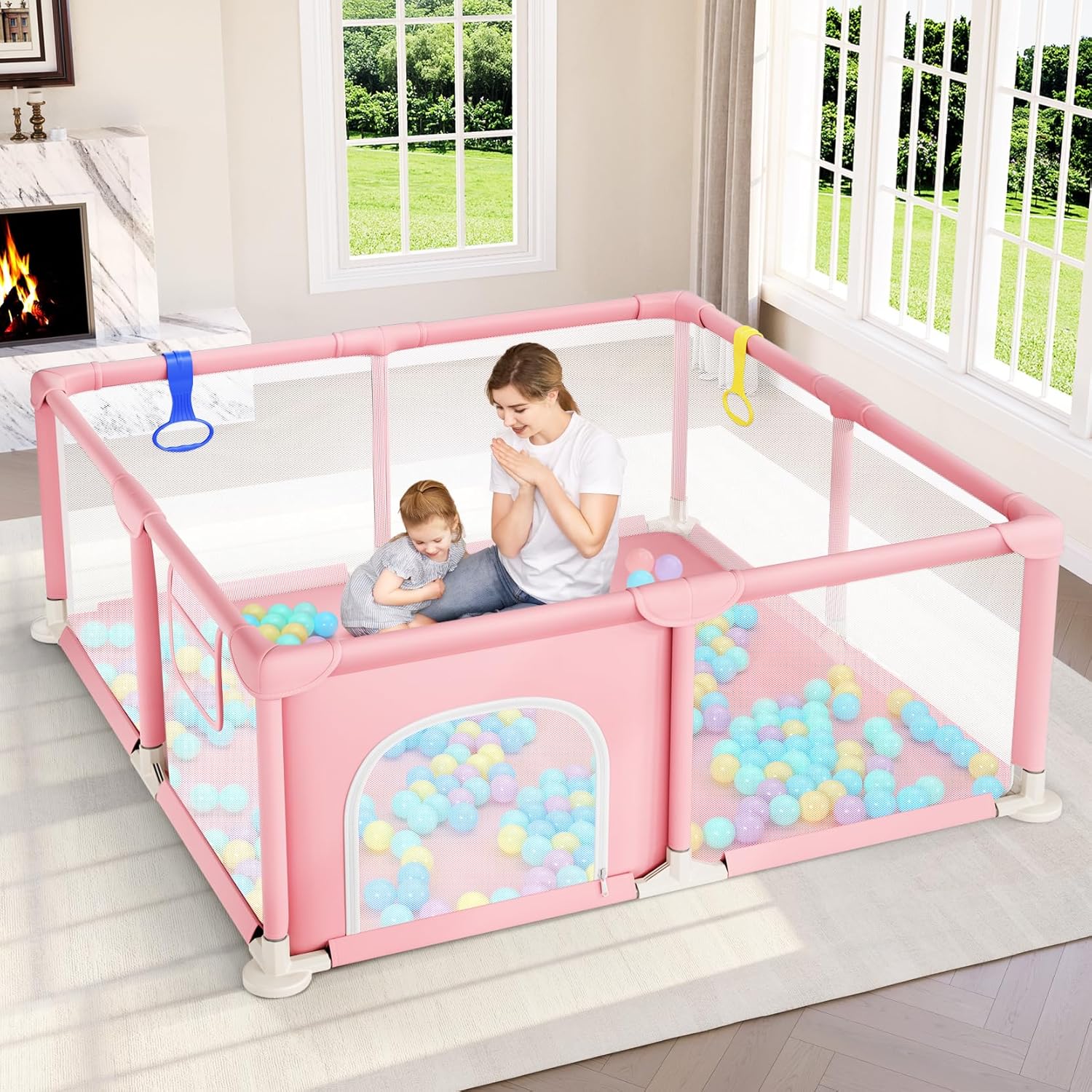 Dripex Baby Playpen - Safe Indoor Outdoor Play Yard for Infants
