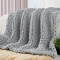 Chunky Knit Throw Blanket 50 in x 60 in - Soft Handcrafted Chenille