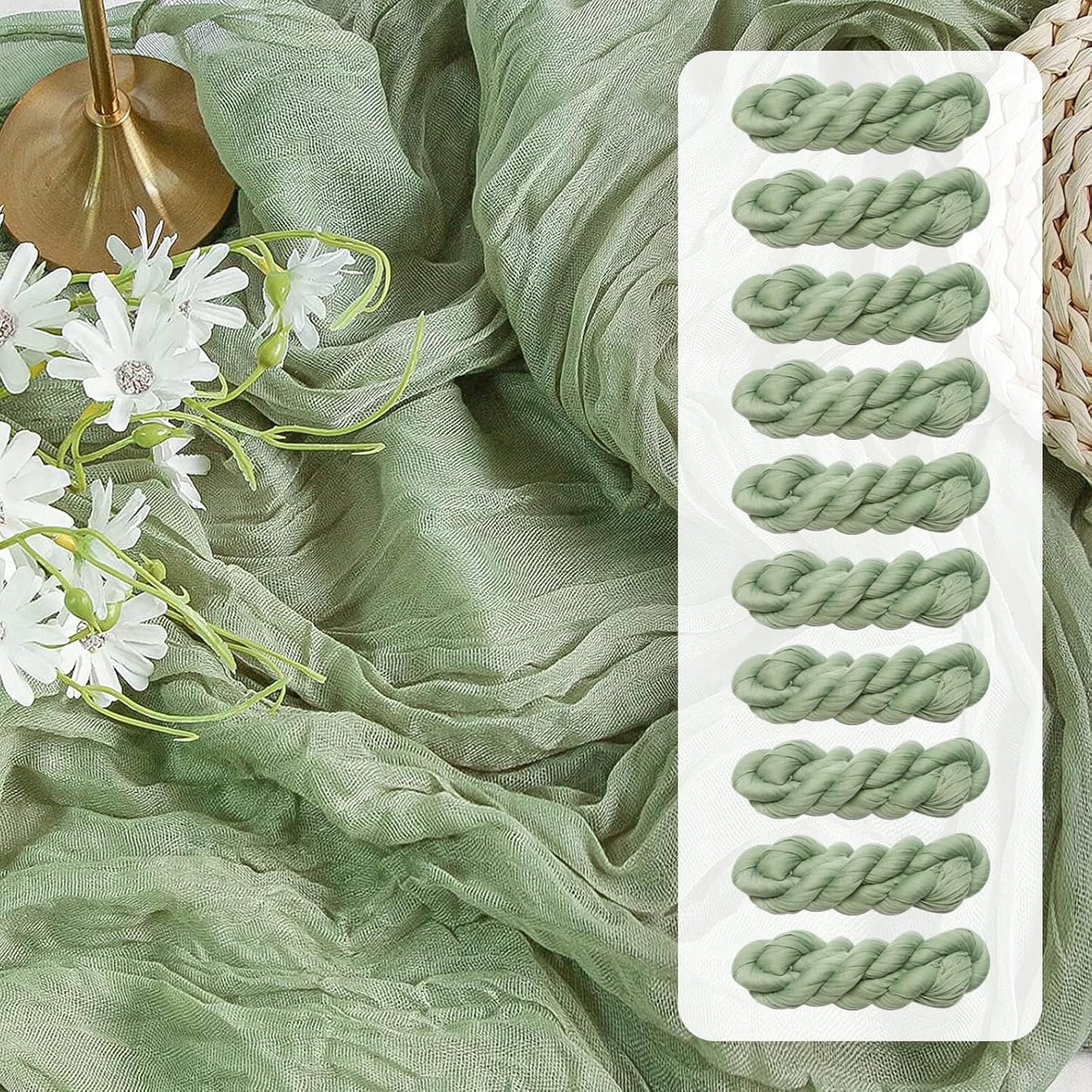 Sage Green Table Runner Set for Elegant Baby Showers and Weddings