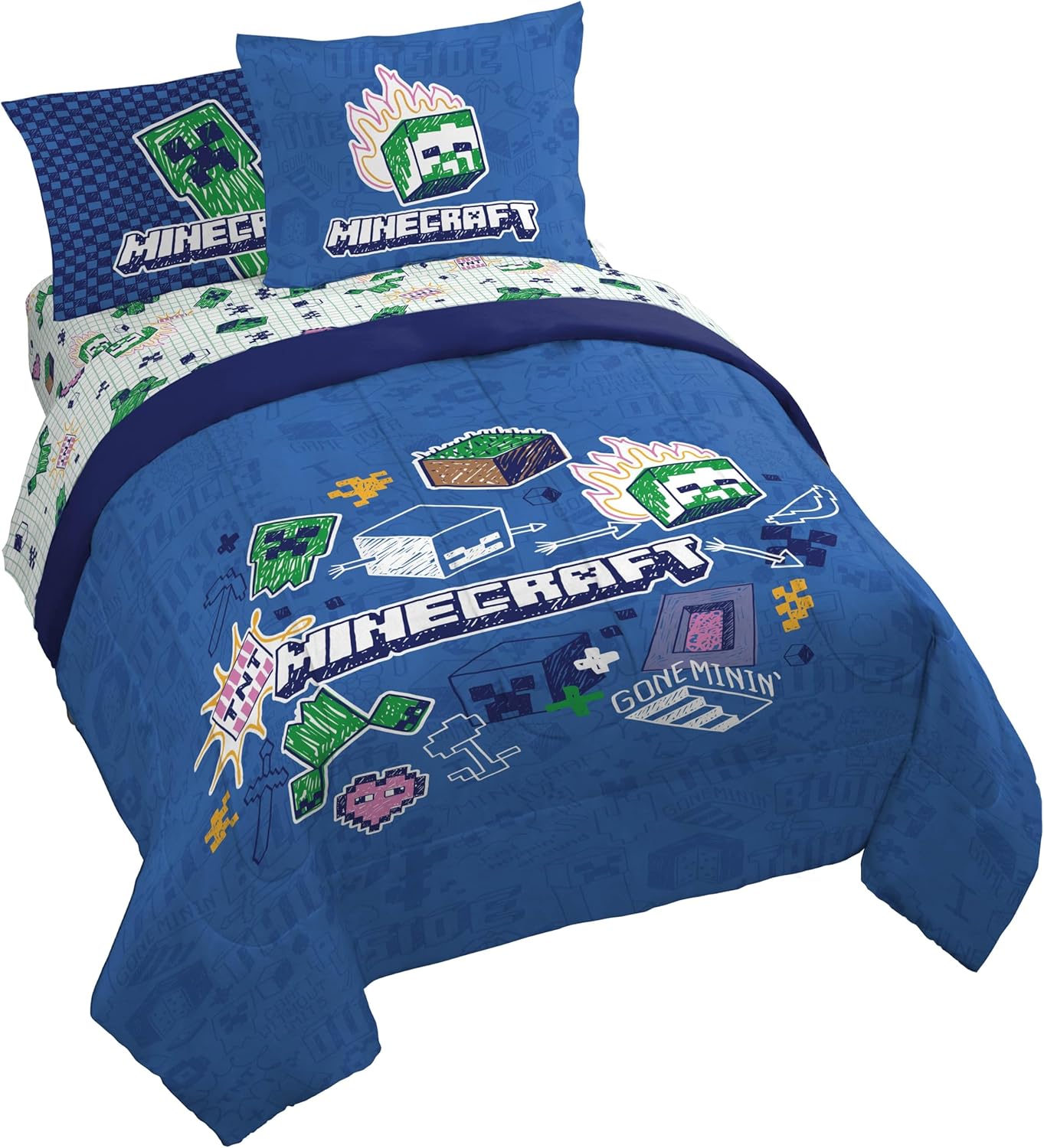 Minecraft Kids Comforter Set with Sheets and Pillow Covers