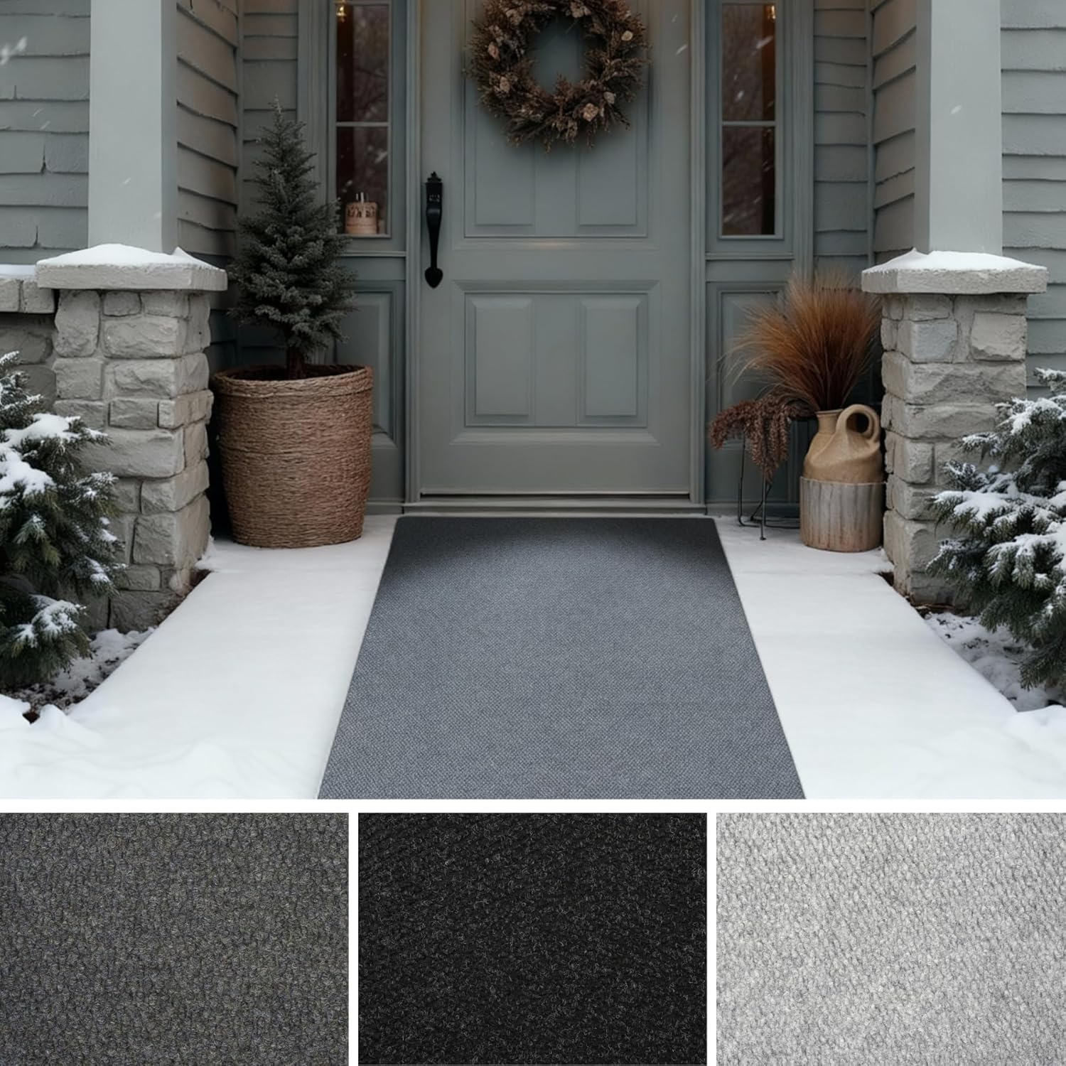 iCustomRug Hallway Runner Rug 3x8ft Charcoal for High Traffic