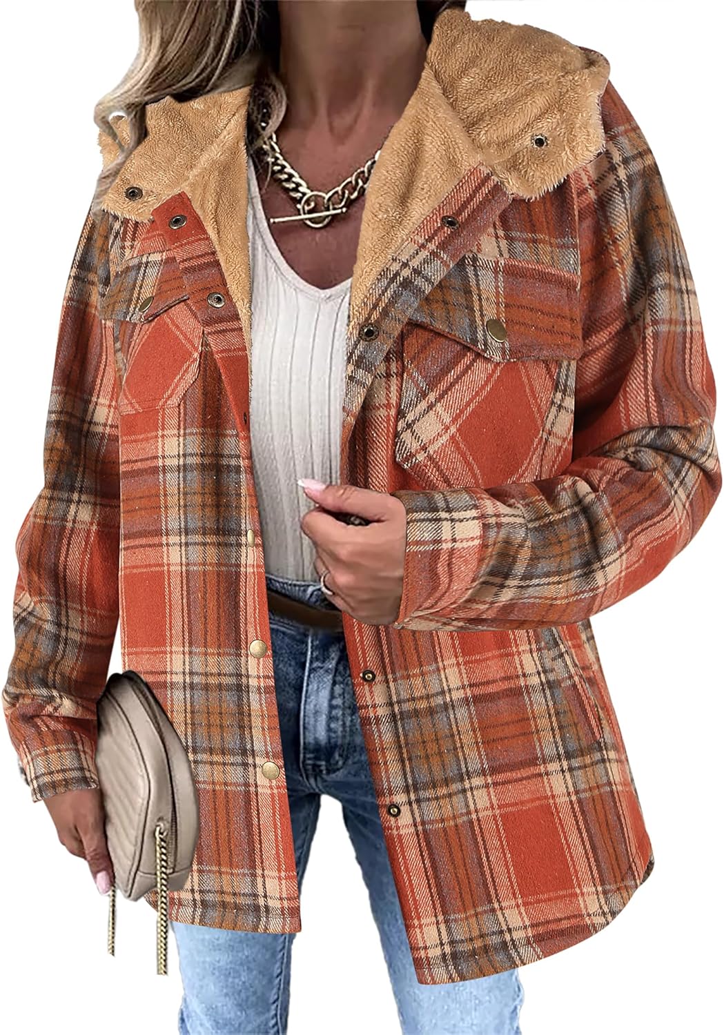 Stylish Womens Plaid Shacket Jacket for Fall and Winter Wear