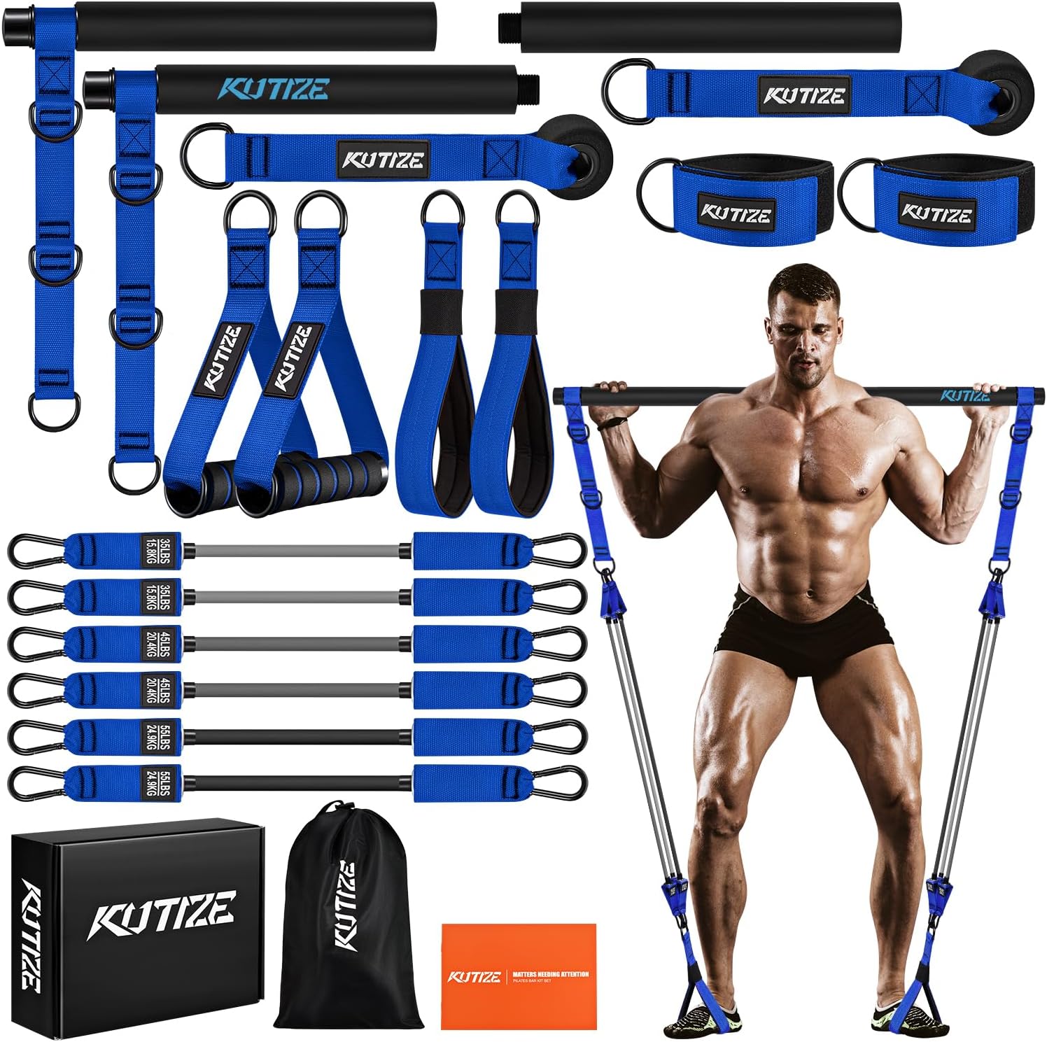 Pilates Bar Kit with Resistance Bands for Full Body Workouts