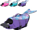 Mermaid Dog Life Jacket Reflective Life Vest for Swimming - Purple M