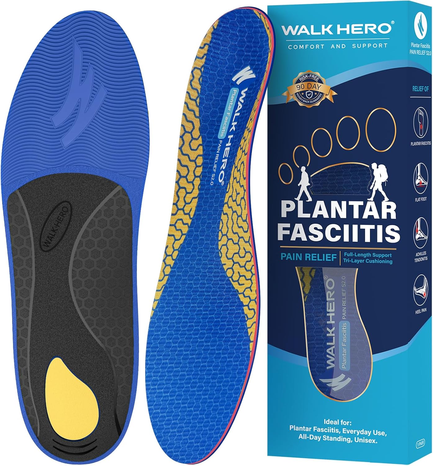 Arch Support Plantar Fasciitis Insoles - Comfort for Men/Women