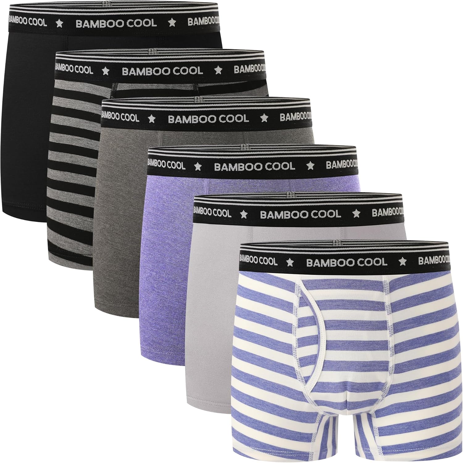 Bamboo Cool Boys' Underwear Moisture-Wicking Boxer Briefs 6-Pack