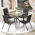 Arlopu 5 Piece Outdoor Patio Dining Set - Compact Square Table and 4