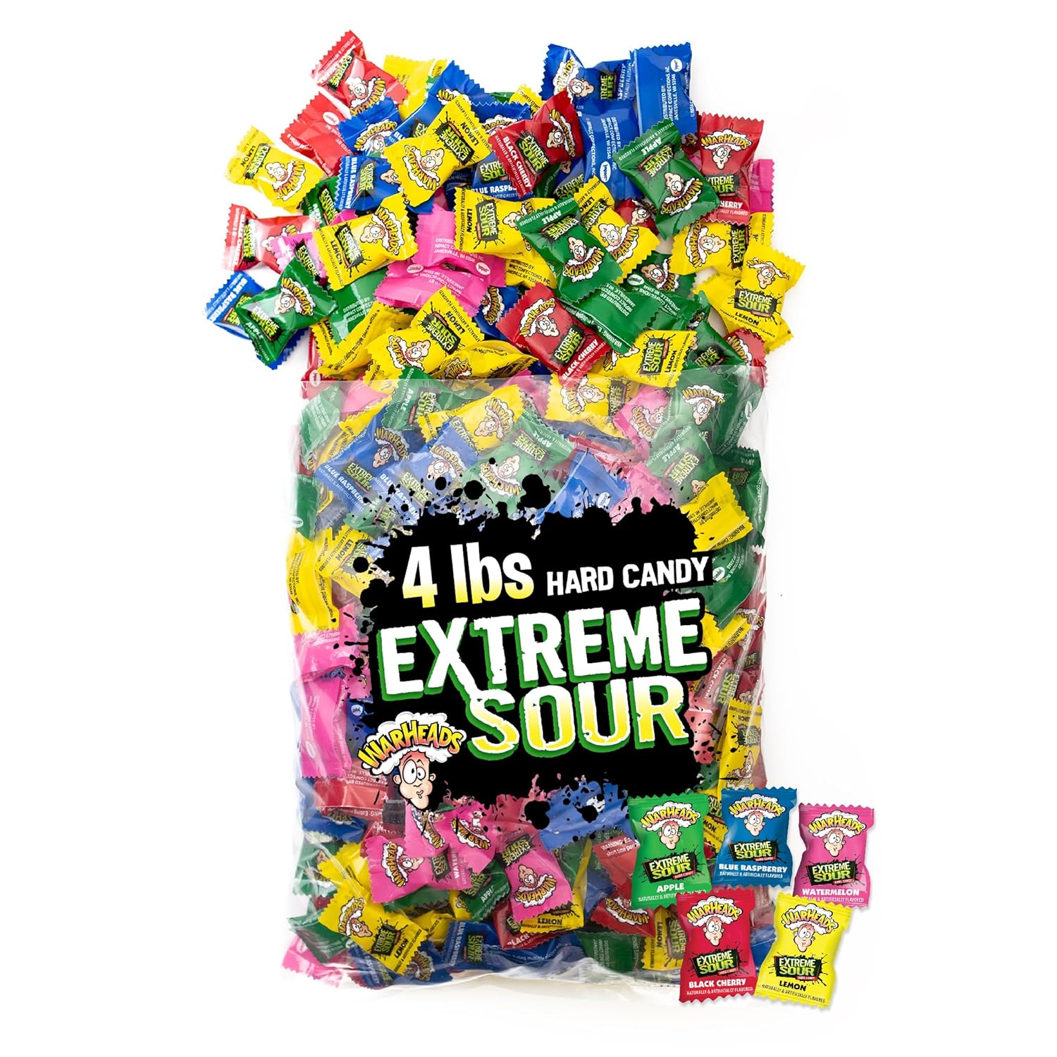 WARHEADS Extreme Sour Hard Candy - 4 lb Bulk Bag of Fun