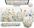 Flower Mouse Pad Set Large Desk Mat with Ergonomic Wrist Rest - Floral