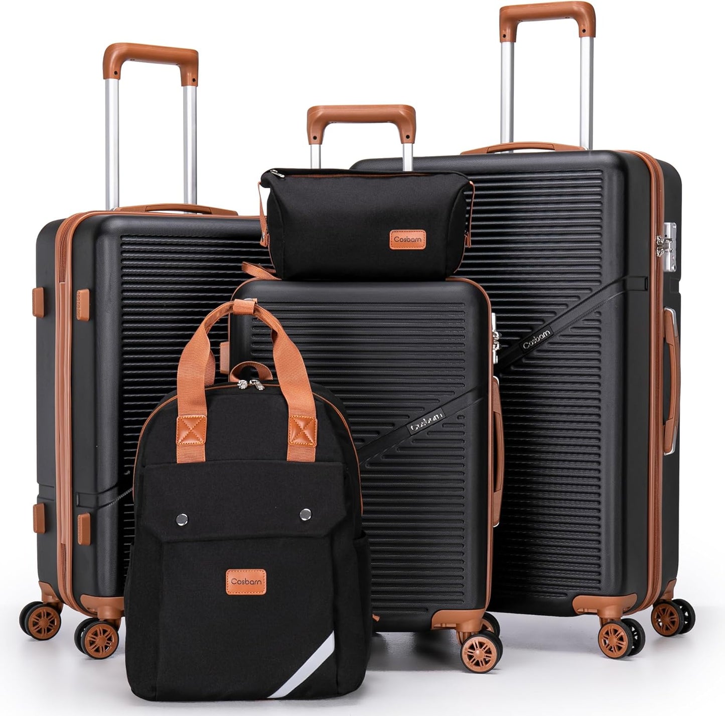 Unisex 5 Piece Luggage Set with Spinner Wheels for Travel