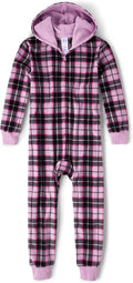 Girls Long Sleeve Fleece Zip Up One Piece Pajama - Cozy Cold-Night