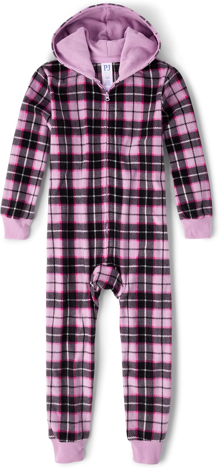 Children's Place Girls' Long Sleeve Fleece Zip Up Pajama Set