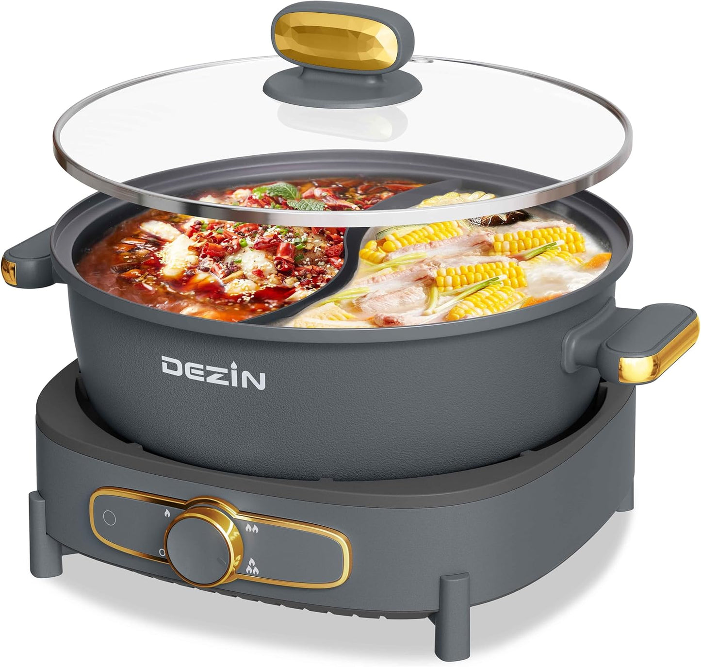 Dezin Hot Pot Electric with Divider for Flavorful Cooking