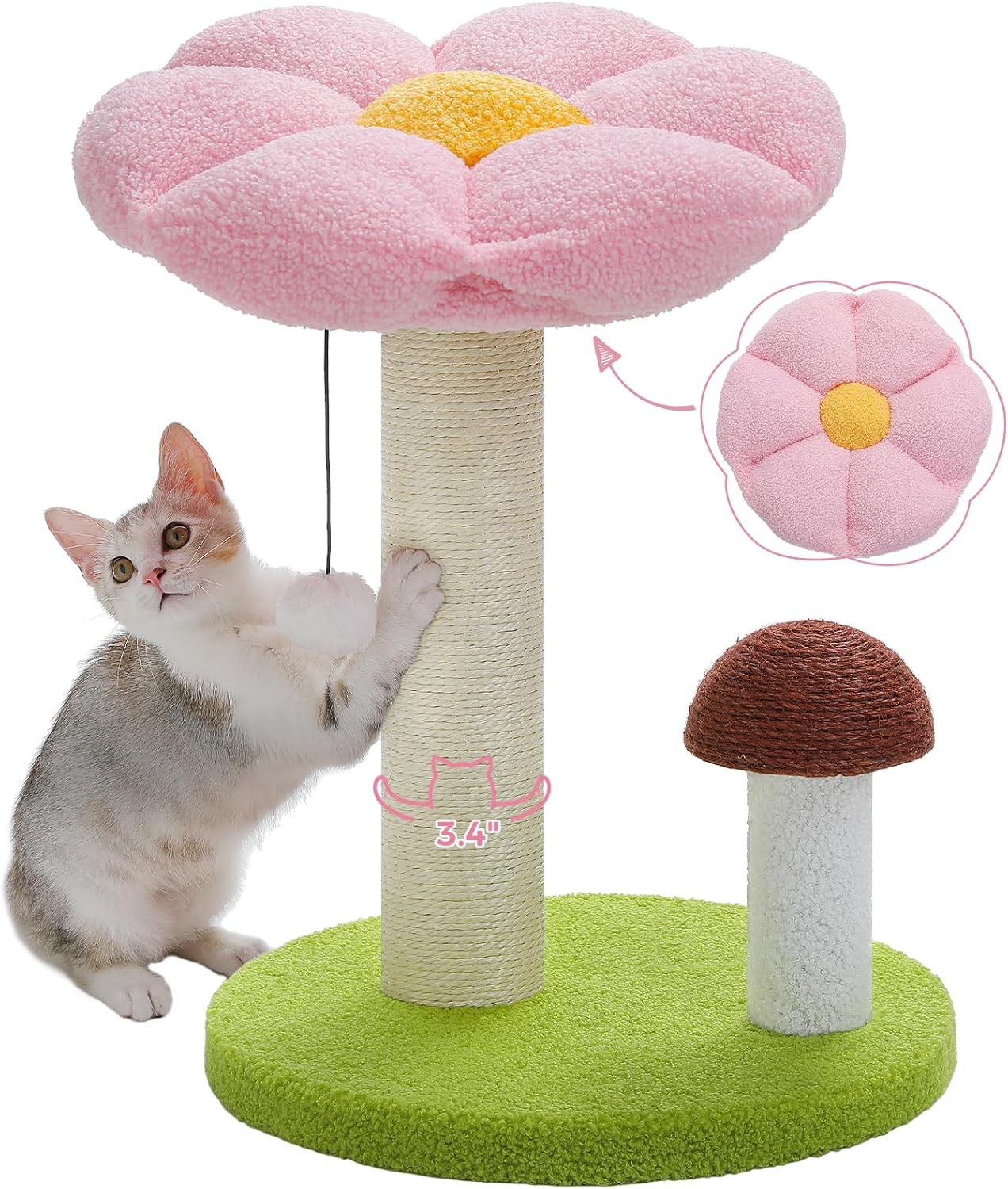 PETEPELA Cat Scratching Post with Flower Design for Kittens