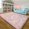 Thick Area Rug 5x8 Unicorn Fluffy Shag for Girls Bedroom - Soft