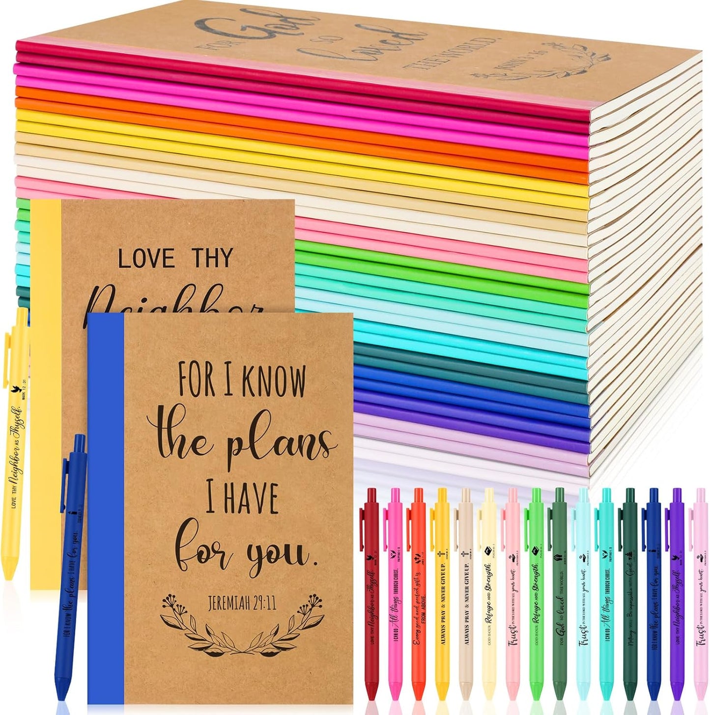 30 Set Christian Notebooks and Pen Gift Set for Inspiration