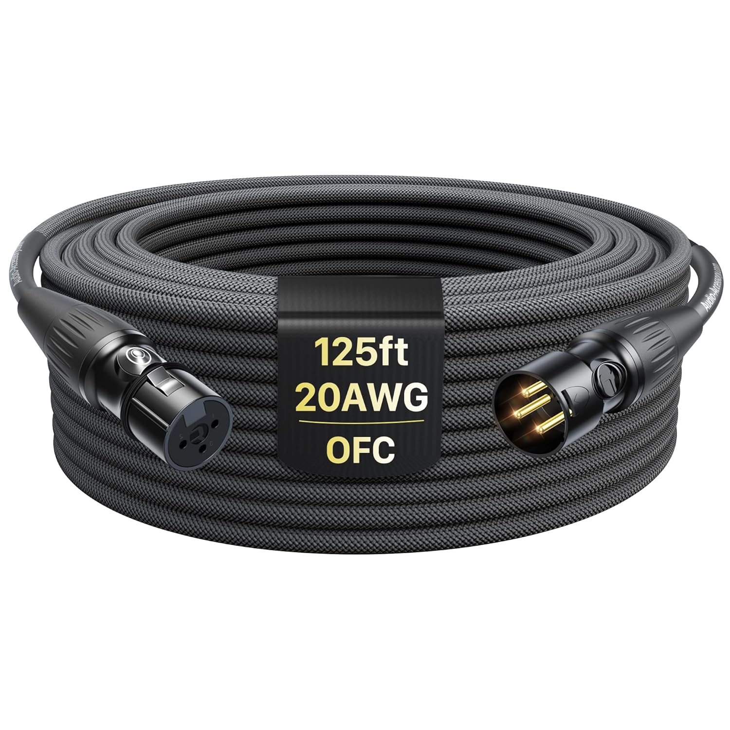 Professional 125ft XLR Cables with Gold-Plated Connectors