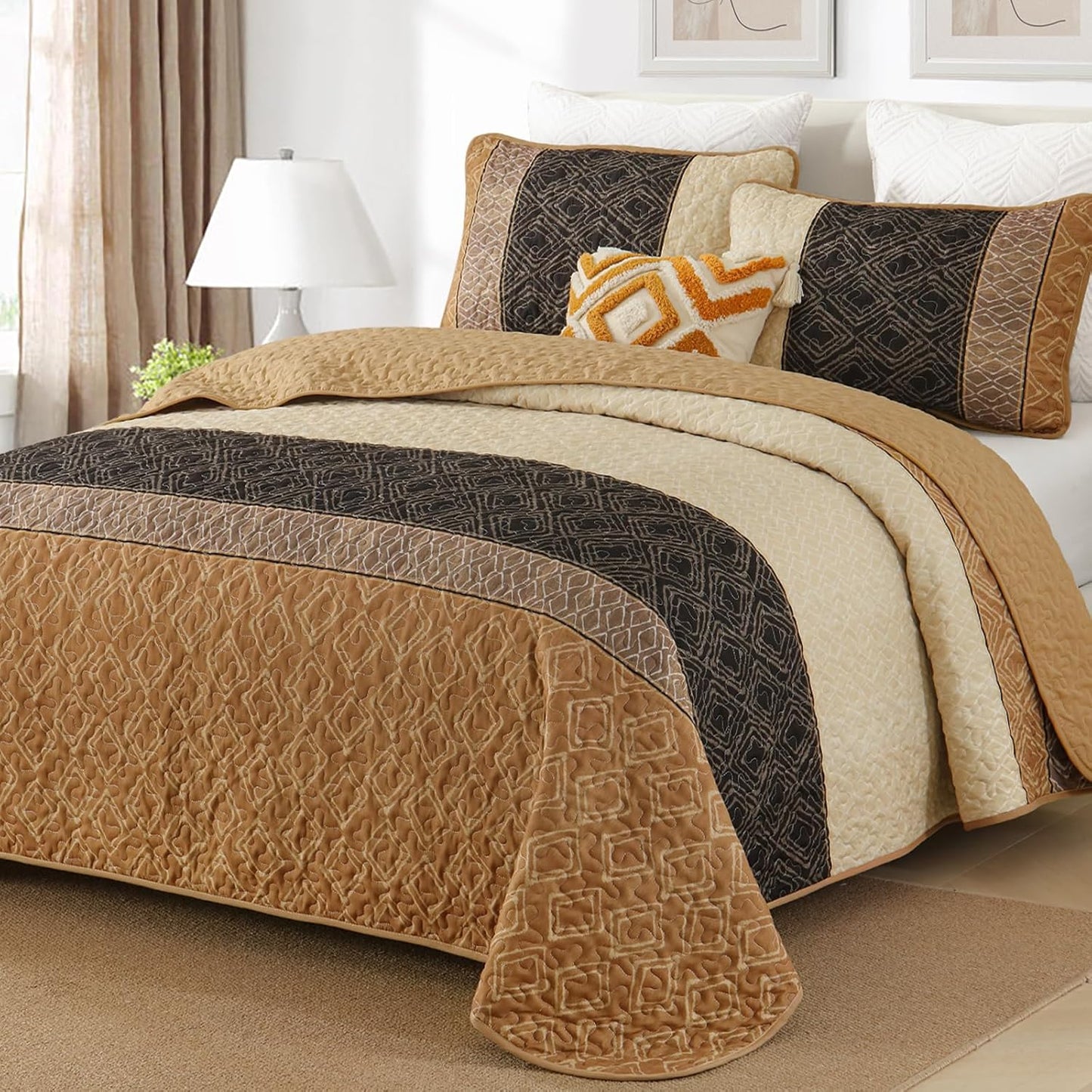 Cottolester Fall Quilt Set Full Size 3 Pieces for Cozy Bedrooms