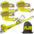 KJE Ratchet Straps Heavy Duty 2 in x 15 ft (4 Pack) - Strong Tie Downs