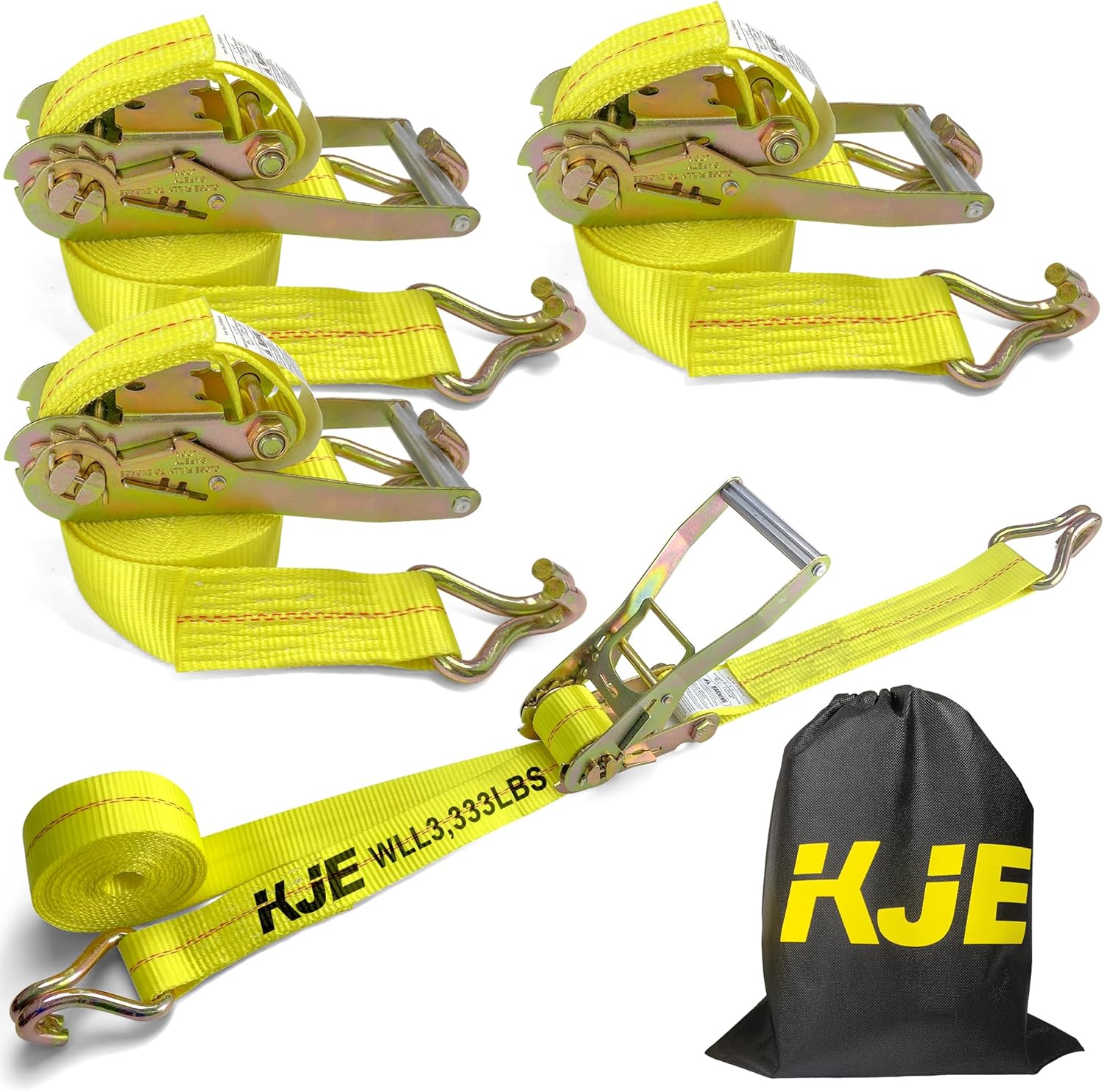 KJE Ratchet Straps Heavy Duty 4 Pack for Secure Cargo Transport