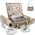 19Pcs Picnic Basket for 2 with Insulated Liner and Blanket