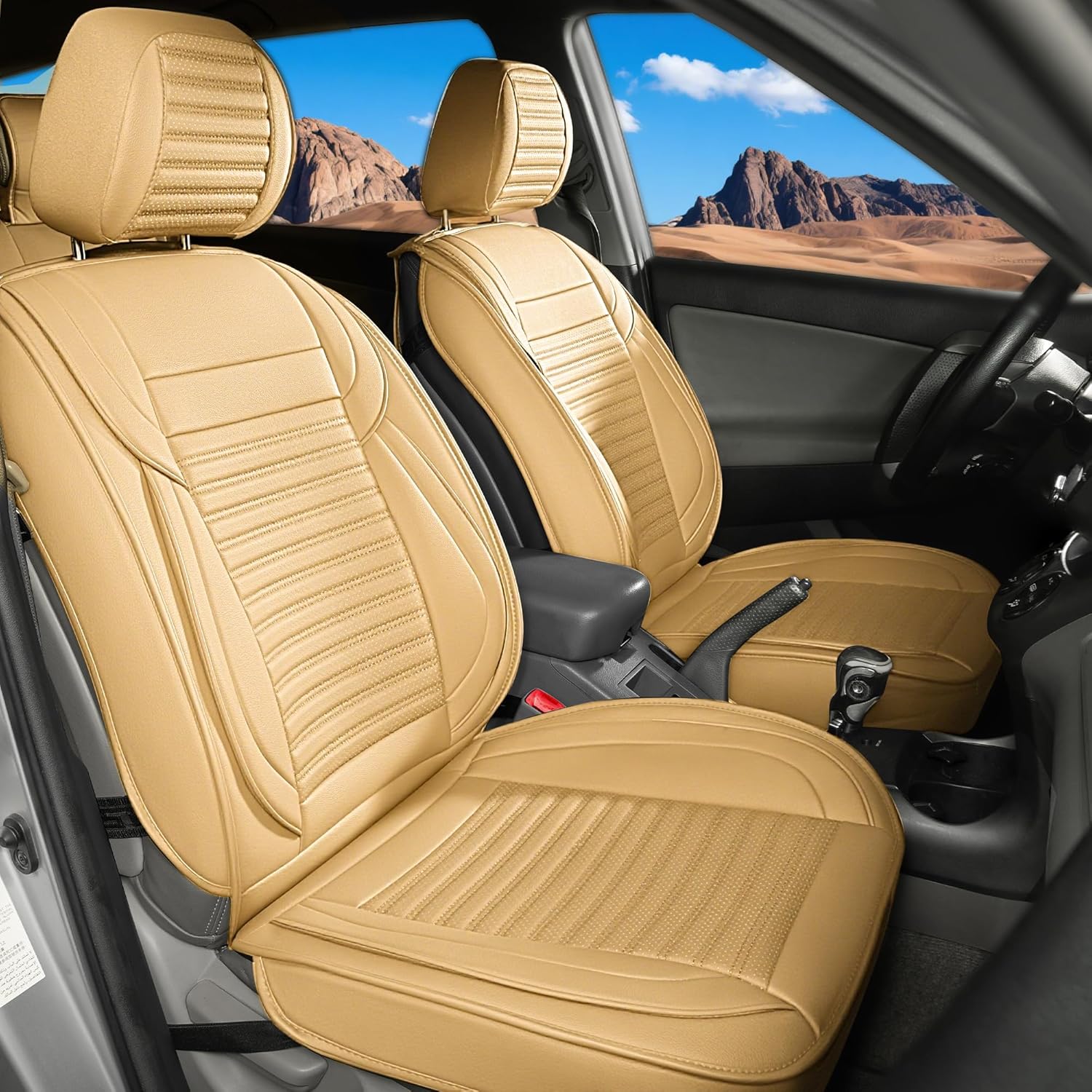 LINGVIDO Car Seat Covers - Breathable Waterproof Faux Leather