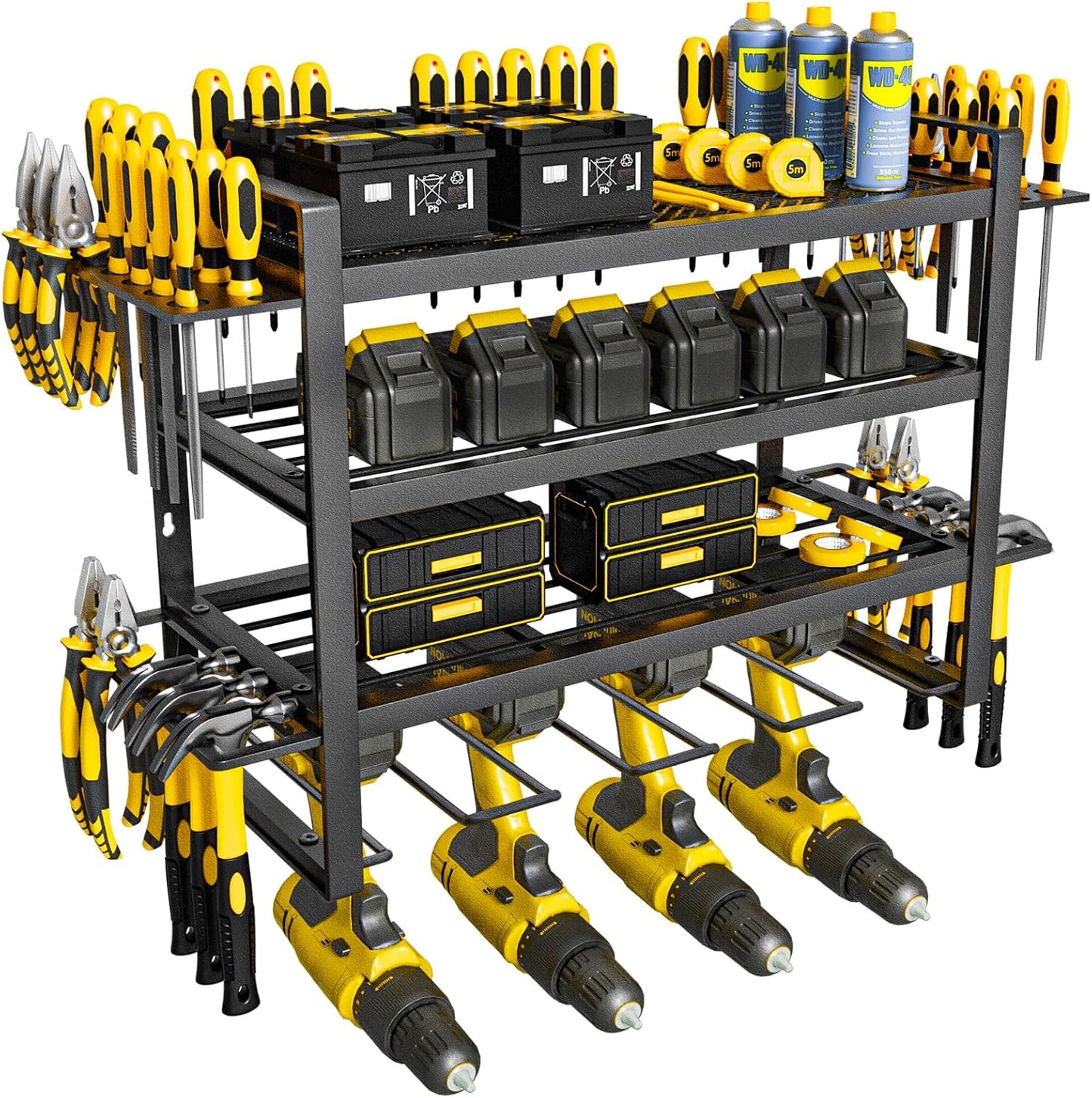 Space-Saving 4-Layer Wall Mount Tool Organizer