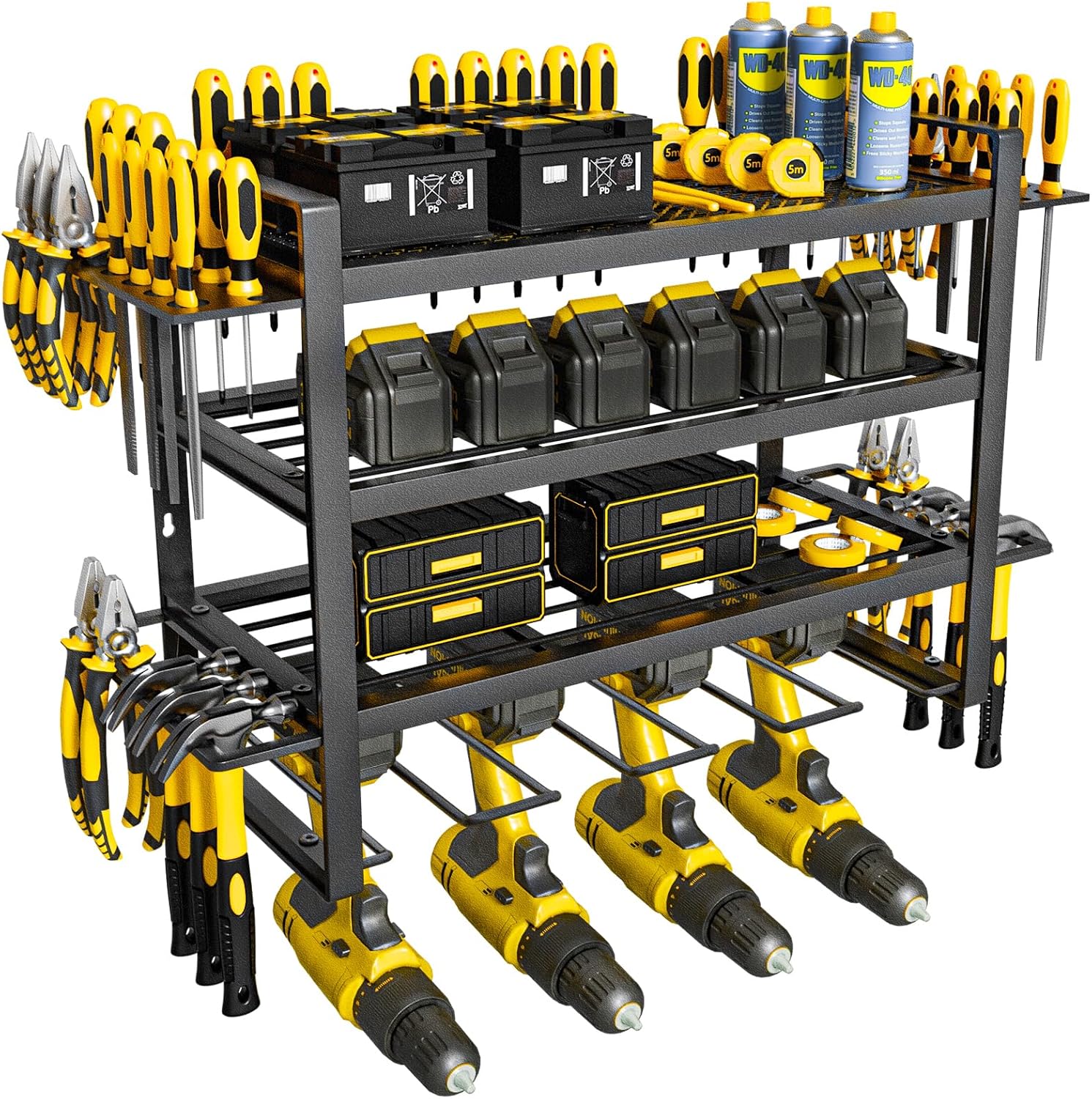 Space-Saving 4-Layer Wall Mount Tool Organizer