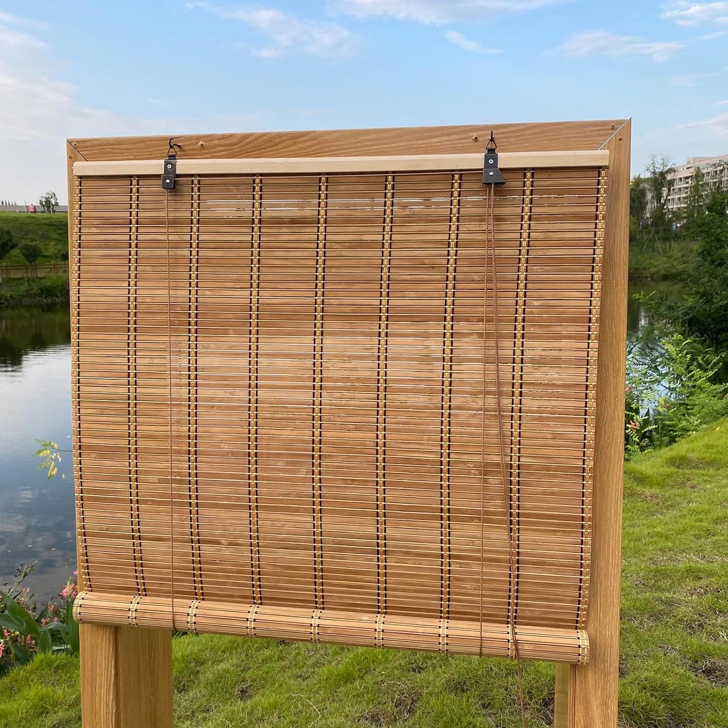 XIUXIU Bamboo Roller Shades for Window Light Filtering Blinds