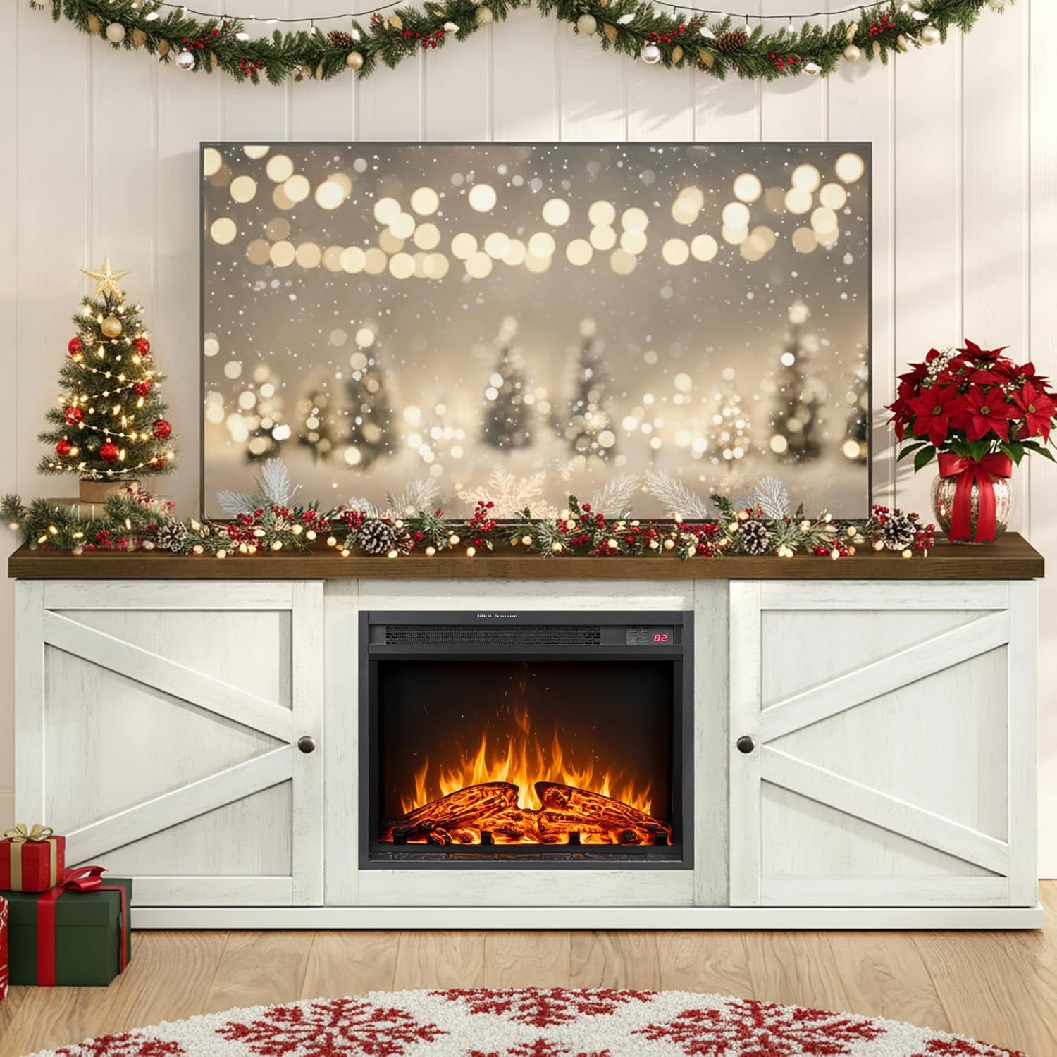 VASAGLE Fireplace TV Stand for TVs up to 80 Inches with Remote