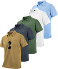 SCODI 5 Pack Mens Pocket Polo Shirts for Golf and Casual Wear