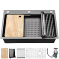 Drop In Kitchen Sink Workstation 30 in - Black Nano Stainless Steel