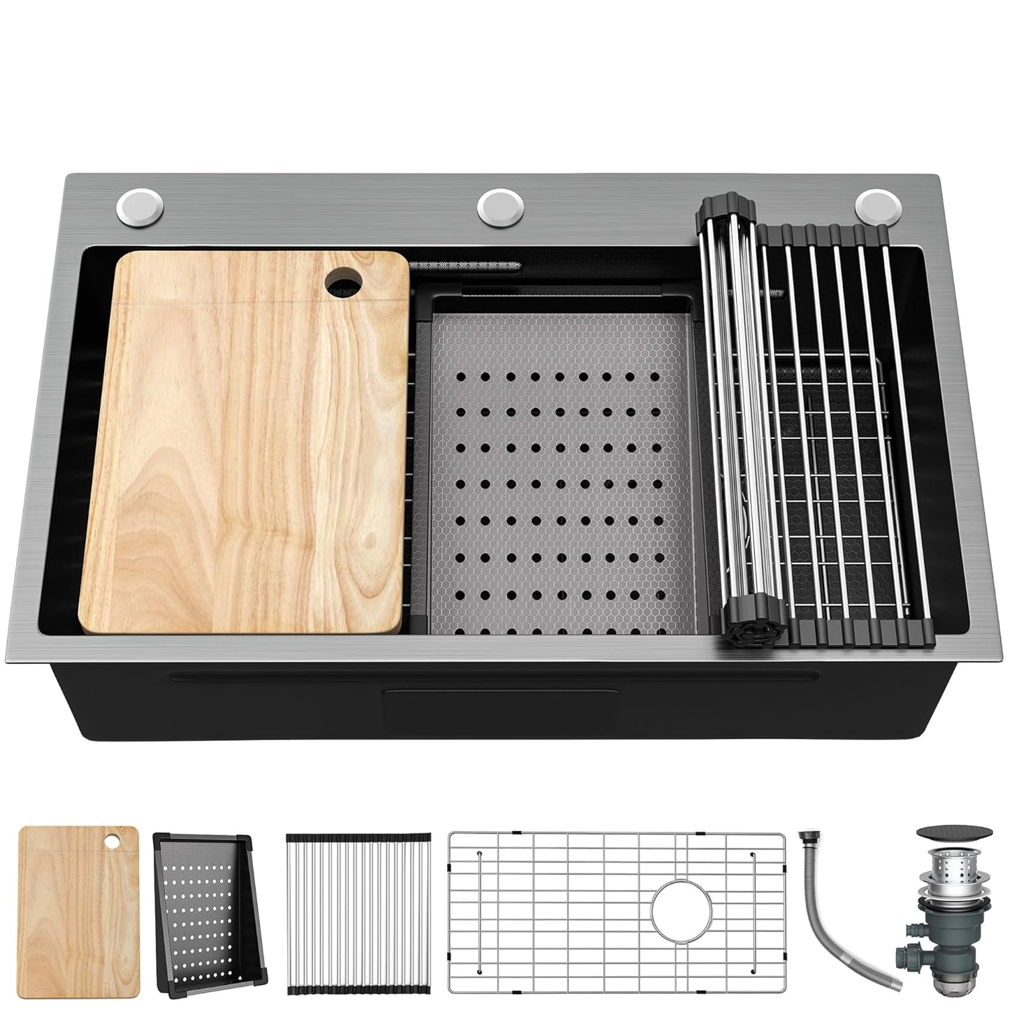 YITAHOME Drop In Kitchen Sink Workstation 30 Inch for Home Use