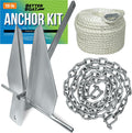 Heavy Duty Boat Anchor Kit Fluke Design with Chain and Rope - Secure