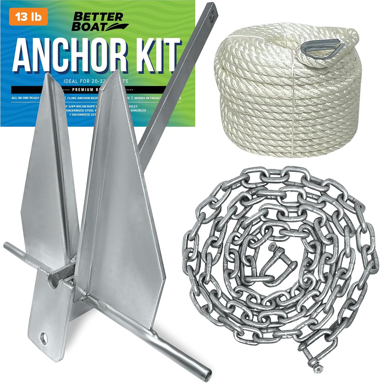 Heavy Duty Boat Anchor Kit for Pontoon and Sailboats Use