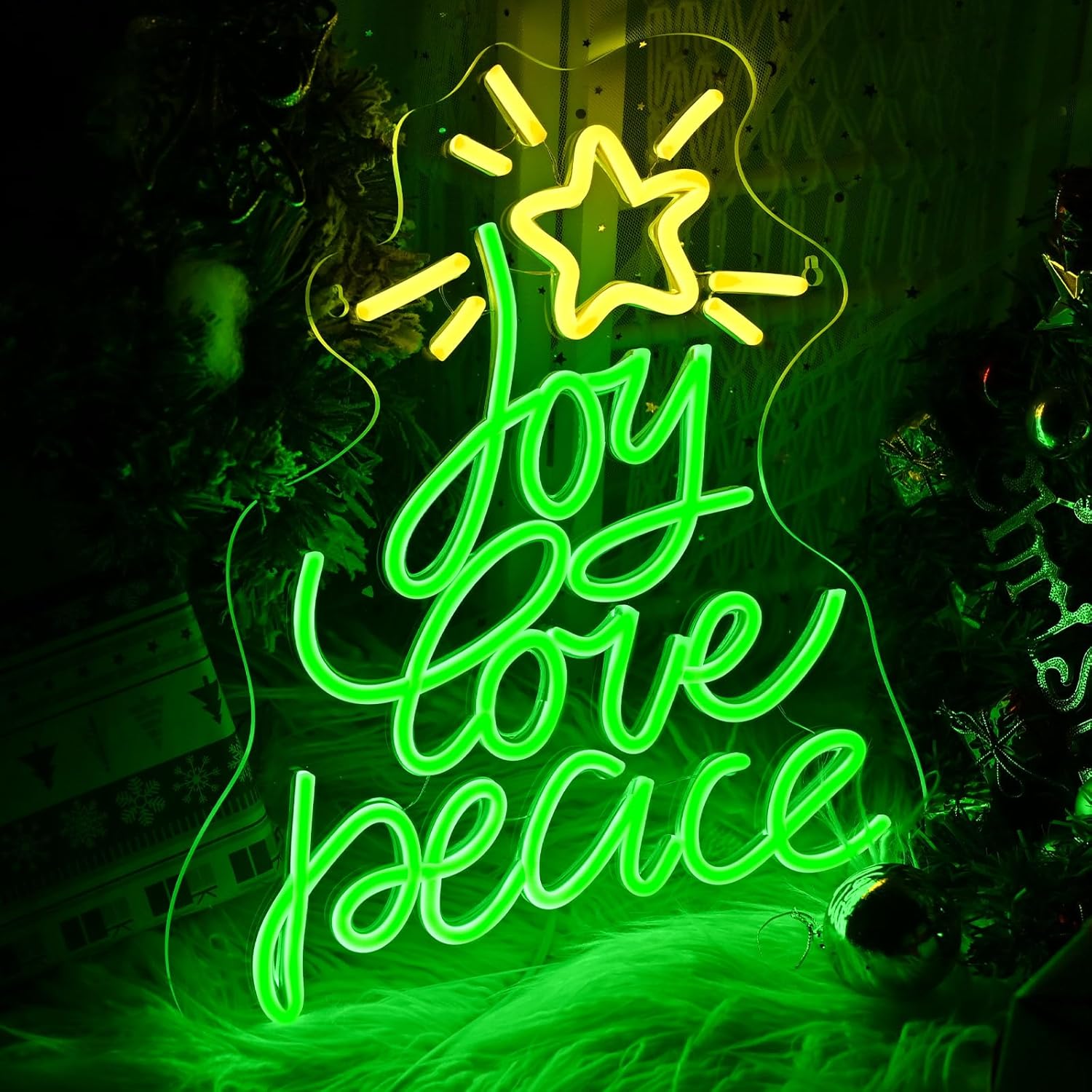 Bright Neon Christmas Tree Sign for Holiday Decor and Gifts