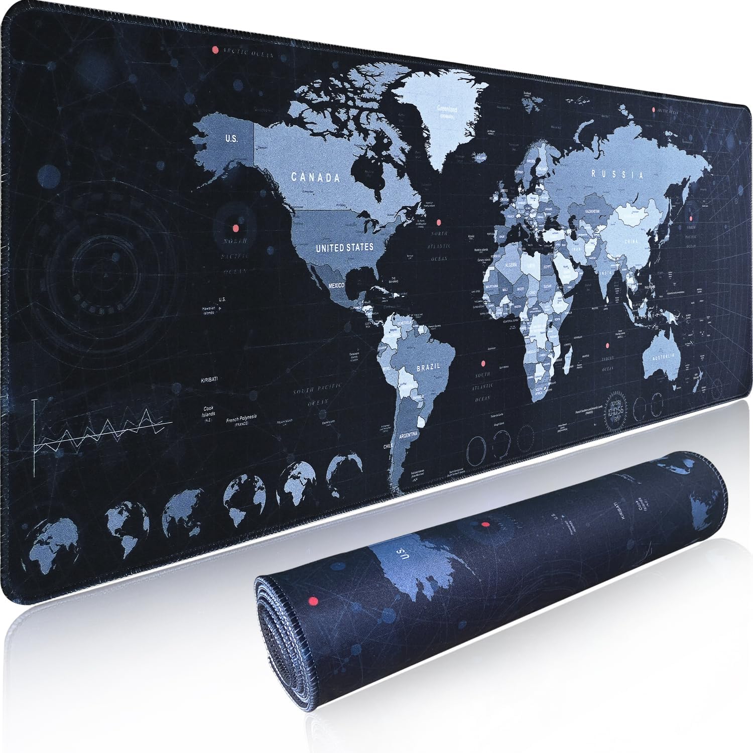World Map Gaming Mouse Pad XL - Anti-Slip Waterproof - GEGEBOOM