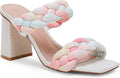 Braided Heels Sandals Chunky Block Heel Double Strap (Style H2TX)